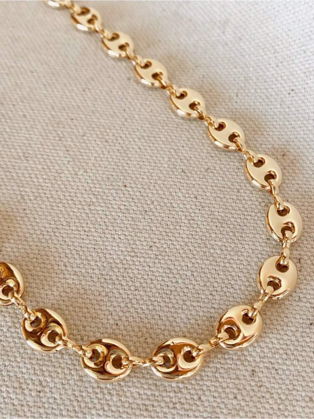 18K Gold Filled Puffy Mariner Choker Featuring Unique Chain Extender - Picture 4 of 6